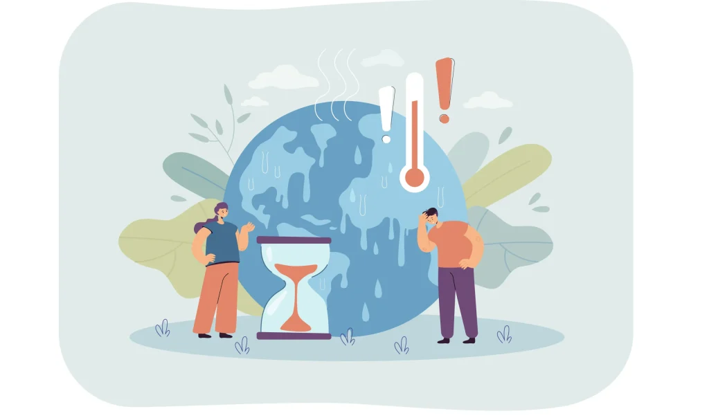 Illustration changement climatique flat design